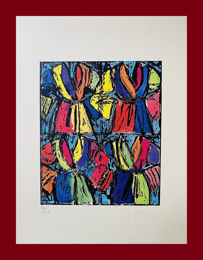 Jim Dine - Four Robes: Jim Dine "Four Robes". Beautiful lithograph by the american master Jim Dine. Limited edition, hand numbered on lower left margin. Published by Editions du Rhin, Strasbourg. Lithograph, signed on plate