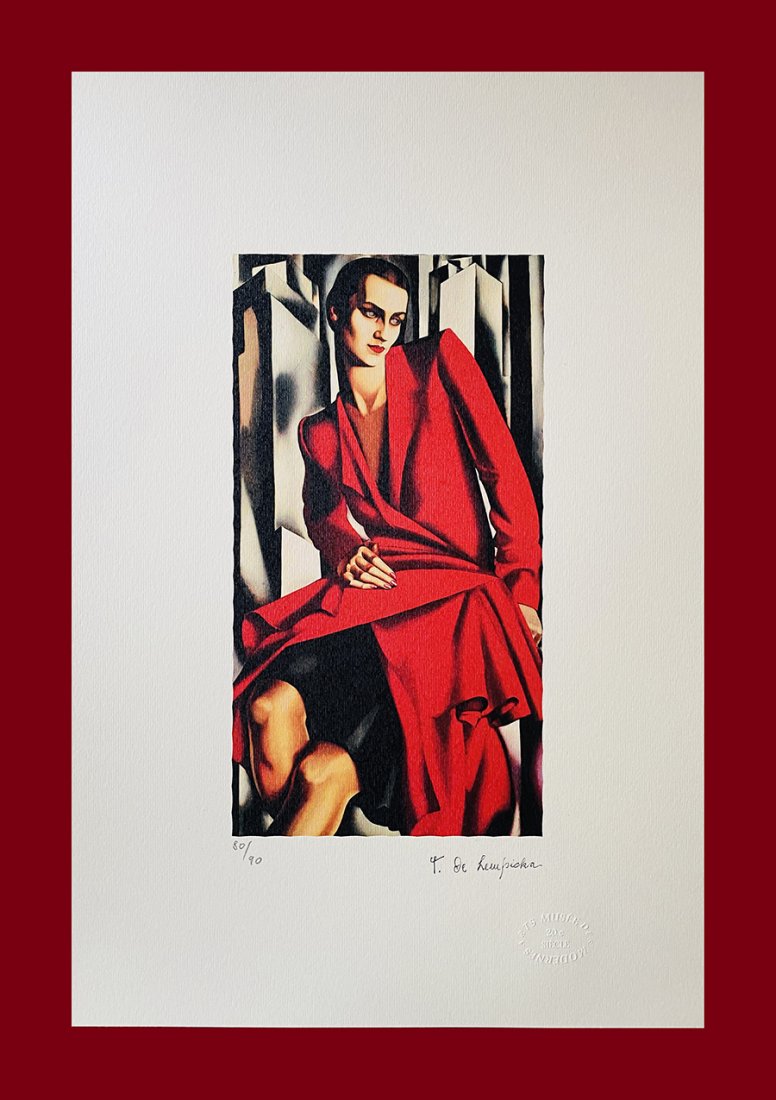 Tamara de Lempicka - Portrait of Madame Bush: Tamara de Lempicka "Portrait of Madame Bush". Beautiful lithograph by the polish master Tamara de Lempicka. Limited edition, hand numbered on lower left margin. Published by Editions du Rhin, Strasbou