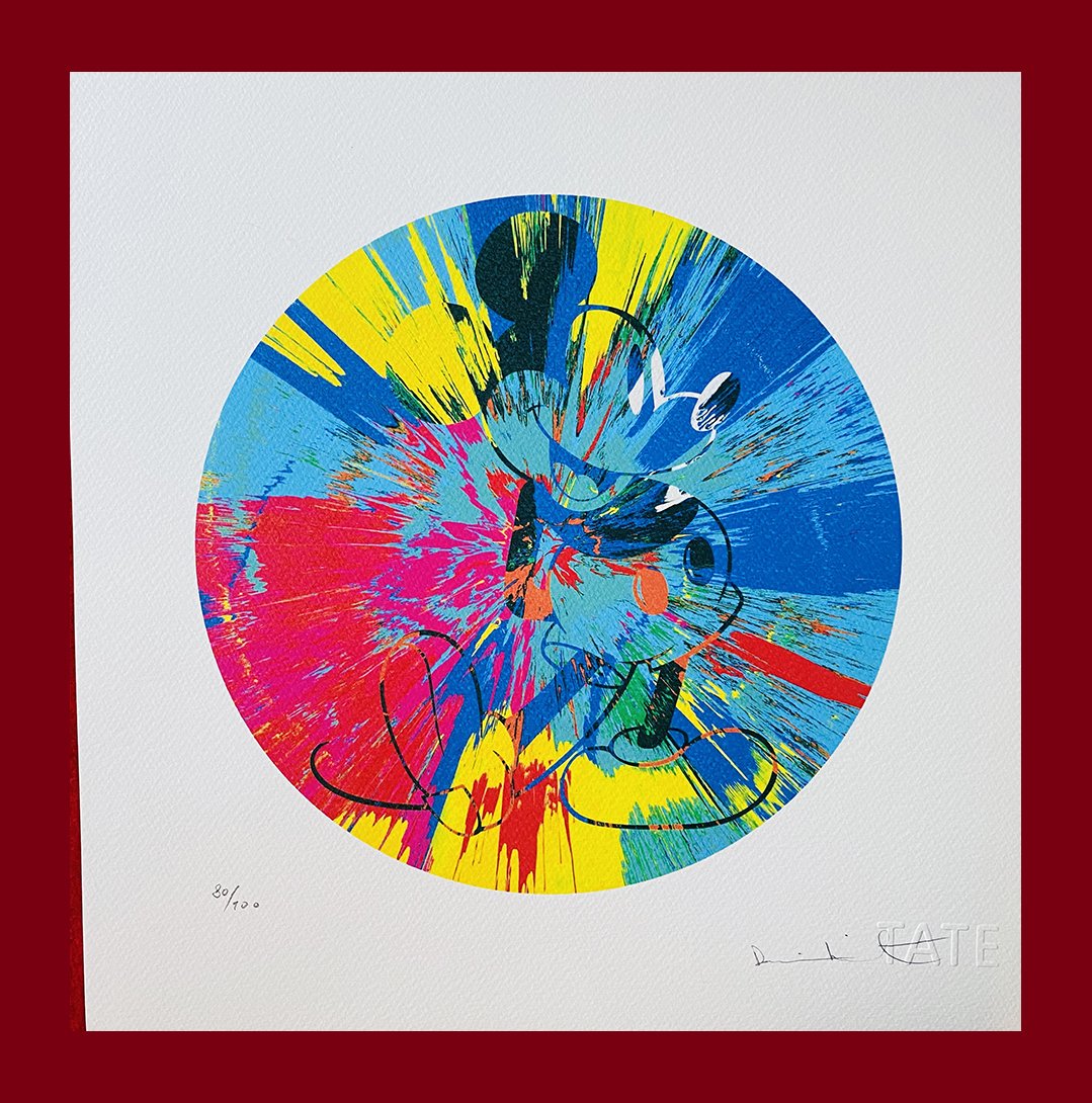Damien Hirst - Beautiful Mickey (Spin): Damien Hirst "Beautiful Mickey (Spin)". Beautiful original lithograph by the english master Damien Hirst. Limited edition, hand numbered on lower left margin. Lithograph, signed on plate on the right 