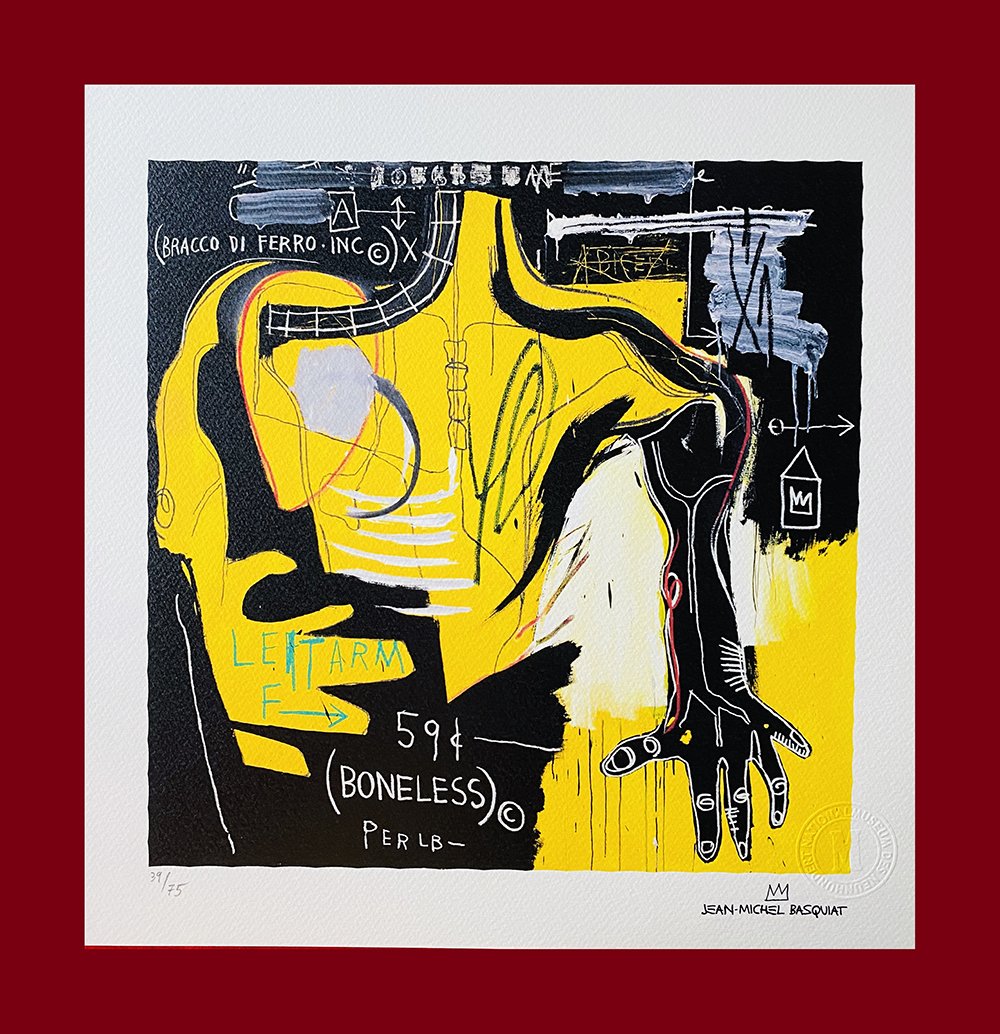 Jean-Michel Basquiat - Untitled (Boneless): Jean-Michel Basquiat "Untitled (Boneless)". Beautiful lithograph by the american master Jean-Michel Basquiat. Limited edition, hand numbered on lower left margin. Published by Birkhauser Kunstverlag, 
