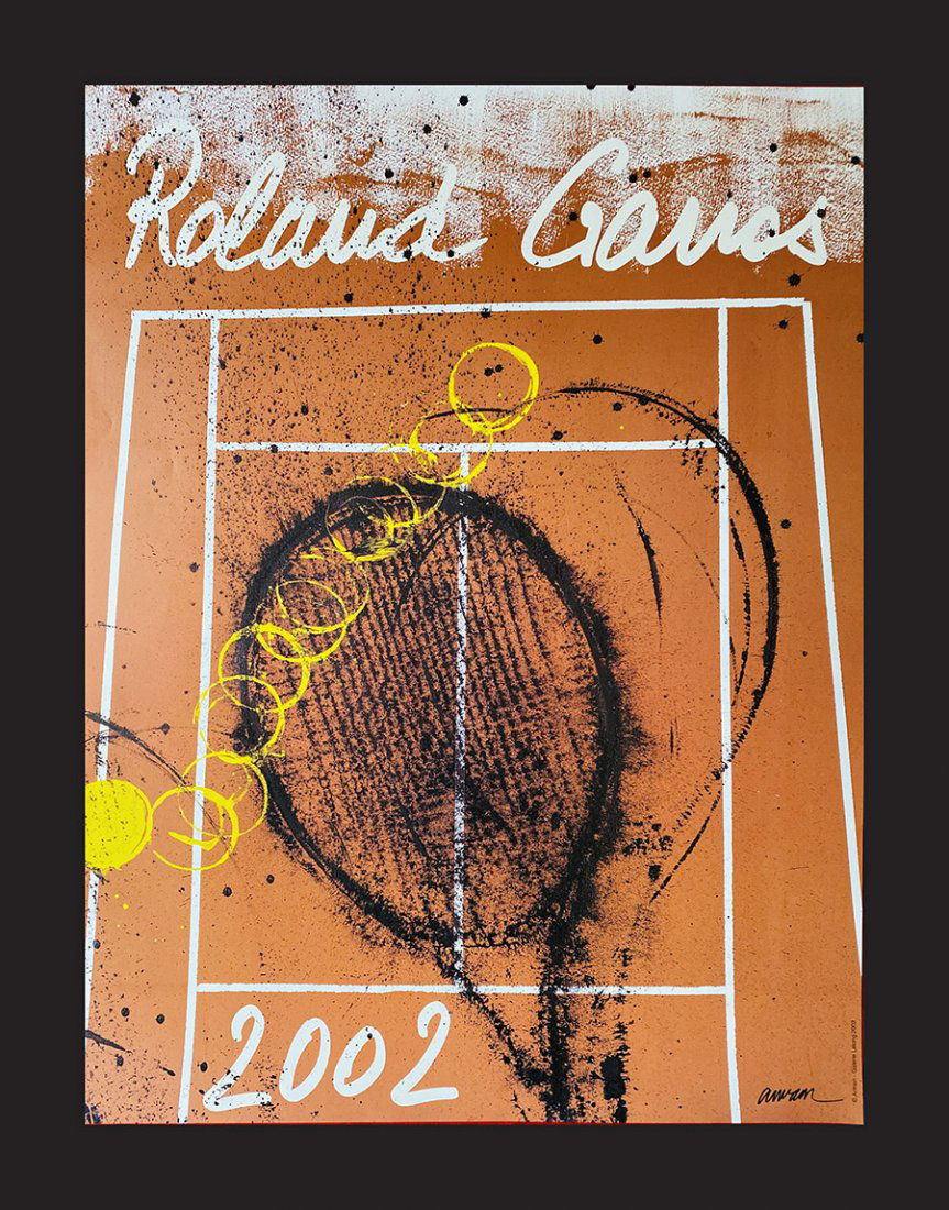 Fernandez Arman - Roland Garros 2002: Fernandez Arman "Roland Garros, 2002". Beautiful poster by the french master Fernandez Arman, signed on the plate. Size: 70x50 CM. Distributed by Galerie Lelong. not numbered, plate signed on lower ri