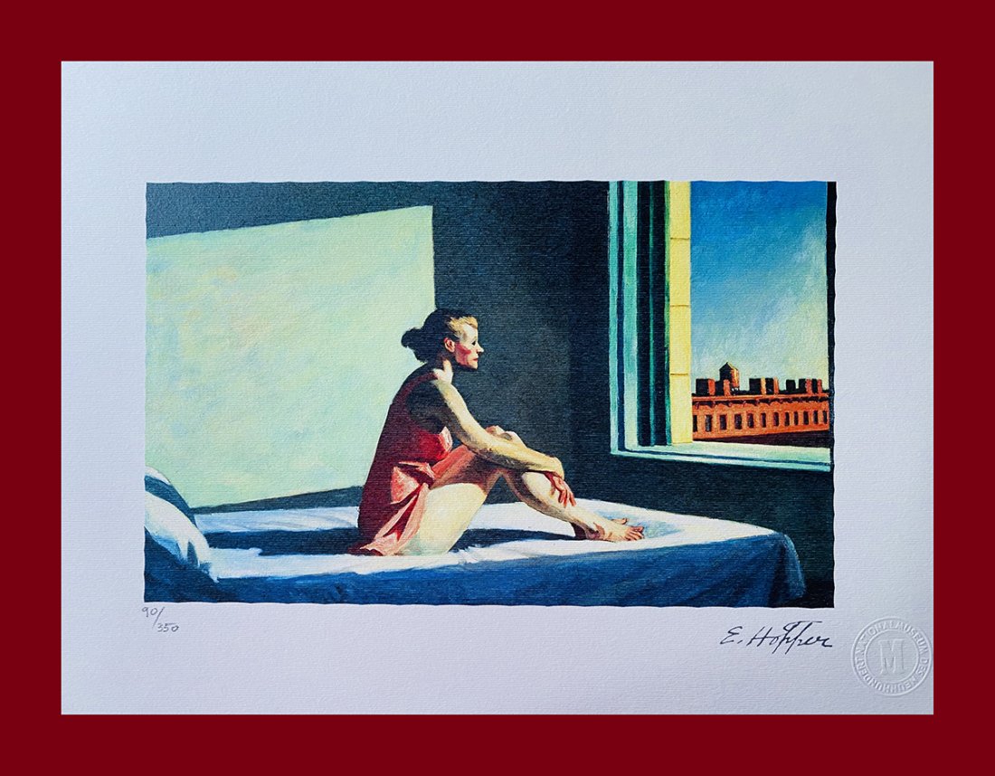 Edward Hopper - Morning Sun: Edward Hopper "Morning Sun". Beautiful lithograph by the american master Edward Hopper. Limited edition, hand numbered on lower left margin. Published by Birkhauser Kunstverlag, Basel. Lithograph, sig