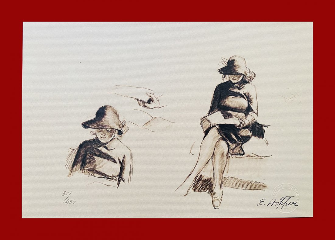 Edward Hopper - Girl in the Train: Edward Hopper "Girl in the Train". Beautiful lithograph by the american master Edward Hopper. Limited edition, hand numbered on lower left margin. Published by Birkhauser Kunstverlag, Basel. Lithograp