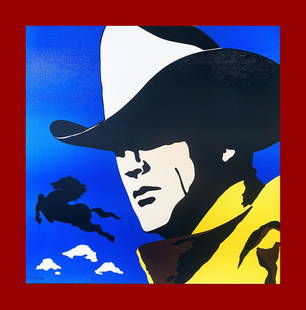 Antonio de Felipe - Cowboy: Antonio de Felipe "Cowboy". Beautiful signed linocut by the spanish master Antonio de Felipe. Size: 80x80 CM. Distributed by Galerie F, Germany. not numbered, hand signed on lower left margin. COA pre