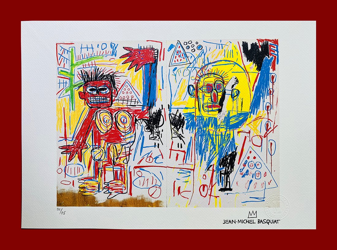 Jean-Michel Basquiat - Untitled: Jean-Michel Basquiat "Untitled". Beautiful lithograph after the american master Jean-Michel Basquiat. Limited edition, hand numbered on lower left margin. Published by Birkhauser Kunstverlag, Basel. L