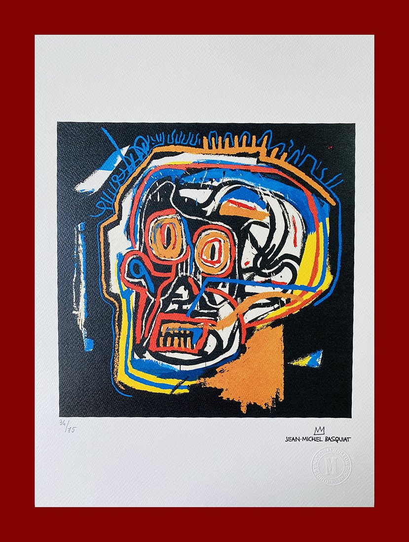 Jean-Michel Basquiat - Headmaster: Jean-Michel Basquiat "Headmaster". Beautiful lithograph after the american master Jean-Michel Basquiat. Limited edition, hand numbered on lower left margin. Published by Birkhauser Kunstverlag, Basel.