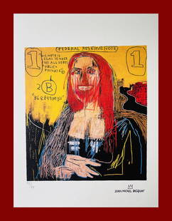 Jean-Michel Basquiat (after) - Mona Lisa: Jean-Michel Basquiat "Mona Lisa". Beautiful lithograph after the american master Jean-Michel Basquiat. Limited edition, hand numbered on lower left margin. Published by Birkhauser Kunstverlag, Basel.