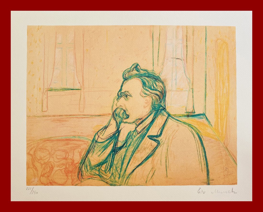 Edvard Munch - Friedrich Nietzsche: Edvard Munch "Friedrich Nietzsche". Beautiful Giclee work printed after the work by Edvard Munch. Limited edition, hand numbered on lower left margin. Fine Art Giclee Technique, print-signed on the ri