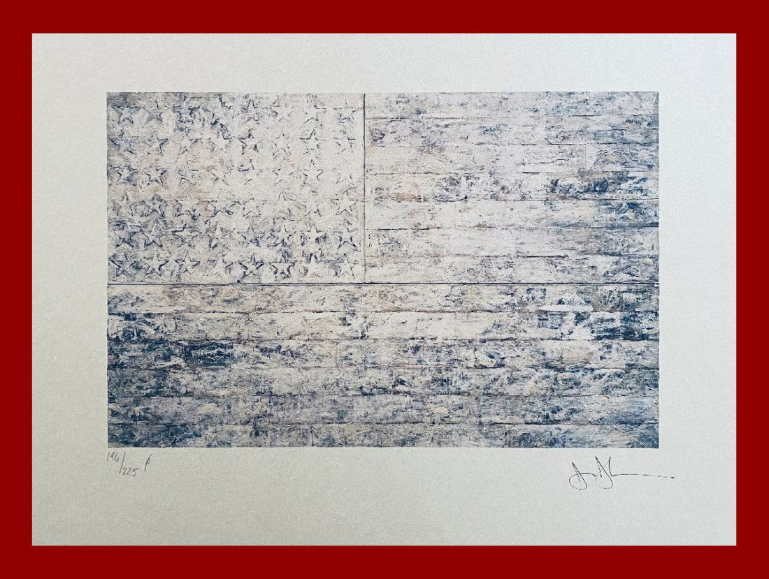 Jasper Johns - White Flag: Jasper Johns "White Flag". Beautiful Giclee work printed after the work by Jasper Johns. Limited edition, hand numbered on lower left margin. Fine Art Giclee Technique, print-signed on the right margi