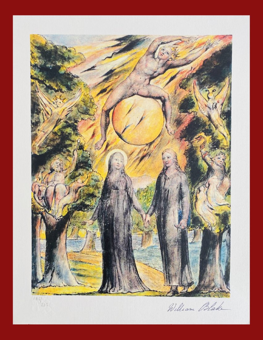 William Blake - The Sun in his Wrath: William Blake "The Sun in his Wrath" Giclee Fine Art Print after an original work. Print-signed lower right, numbered lower left. Decorative Blindstamp on the print and Certificate of Edition provided