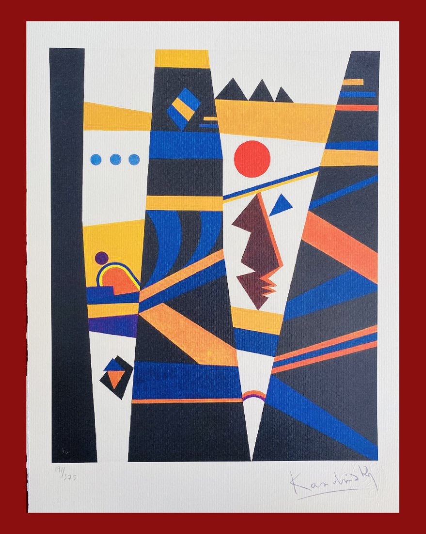 Wassily Kandinsky - Bauhaus School Design: Wassily Kandinsky "Bauhaus School Design". Giclee Fine Art Print after an original work. Print-signed lower right, numbered lower left. Decorative Blindstamp and Adhesive of Edition on the print. Exce