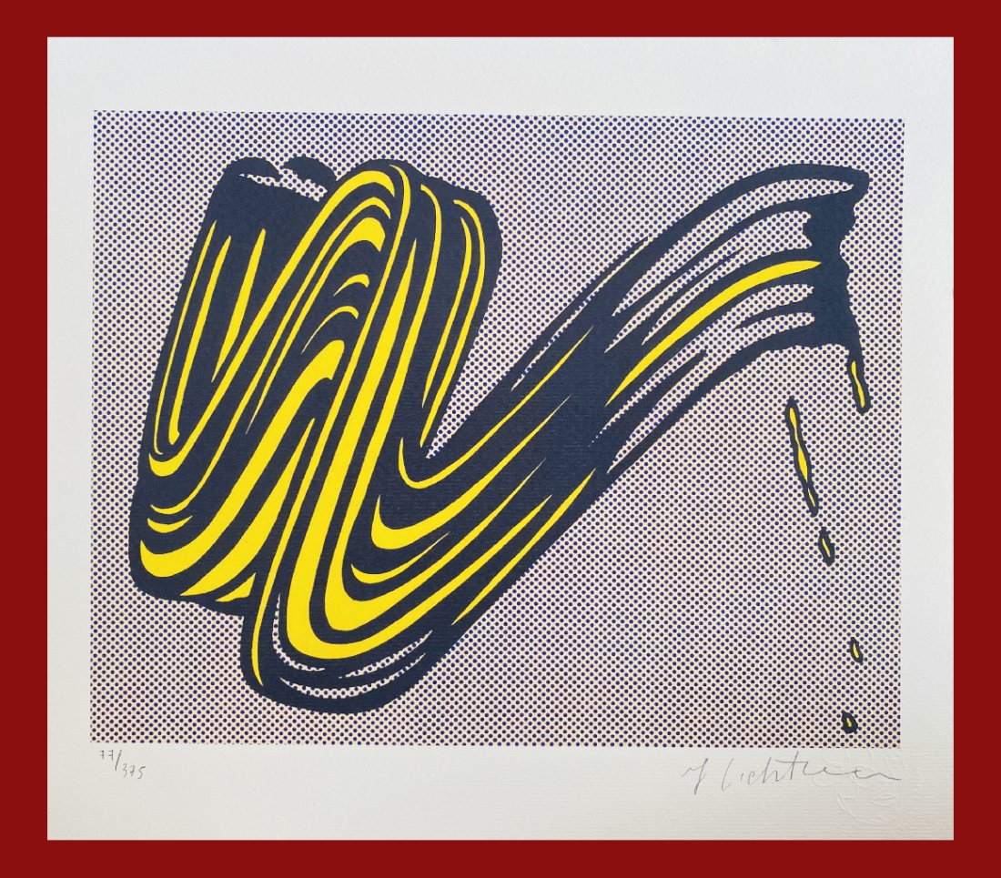Roy Lichtenstein - Brushstroke: Roy Lichtenstein "Brushstroke" GiclÃ©e Fine Art Print after an original work. Print-signed lower right, numbered lower left. Decorative Blindstamp and Adhesive of Edition on the print. Excellent con