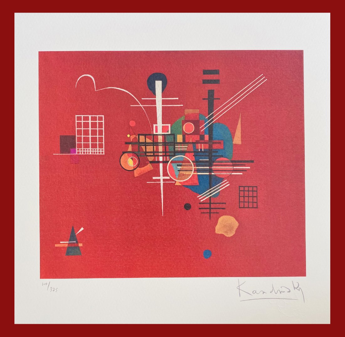 Wassily Kandinsky - Dull Red Painting: Wassily Kandinsky "Dull Red Painting" Giclee Fine Art Print after an original work. Print-signed lower right, numbered lower left. Decorative Blindstamp and Adhesive of Edition on the print. Excellent