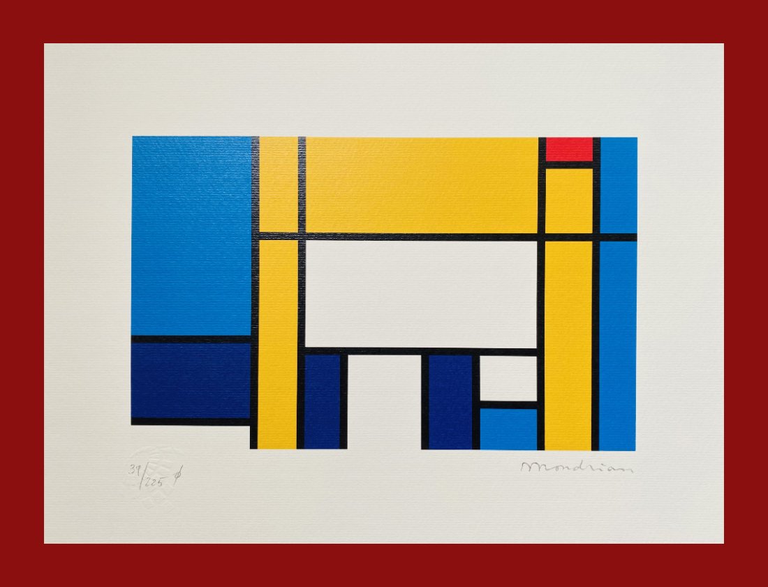 Piet Mondrian - Untitled: Piet Mondrian "Untitled" Giclee Fine Art Print after an original work. Print-signed lower right, numbered lower left. Decorative Blindstamp on the print and Certificate of Edition provided. Excellent 