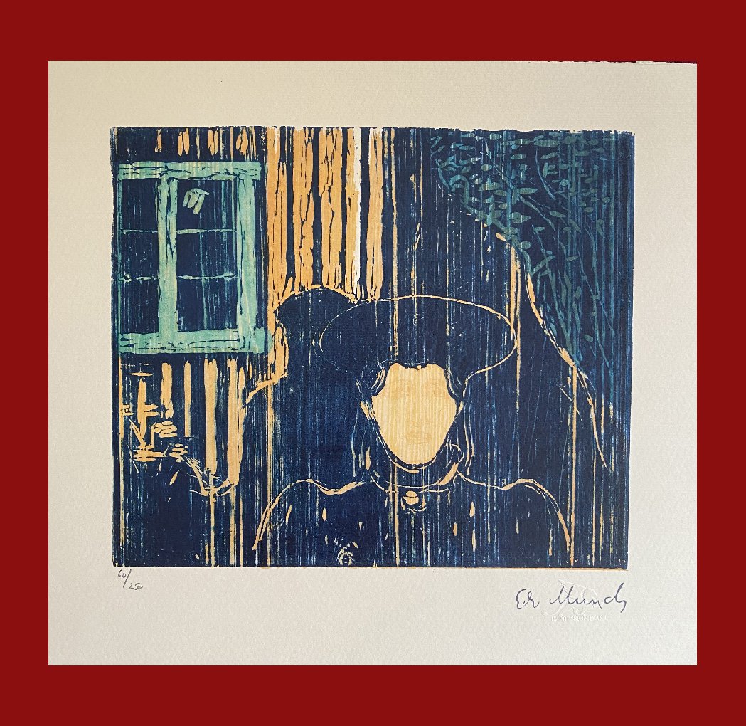 Edvard Munch - Moonlight: Edvard Munch "Moonlight" Giclee Fine Art Print after an original work. Print-signed lower right, numbered lower left. Decorative Blindstamp on the print and Certificate of Edition provided. Excellent