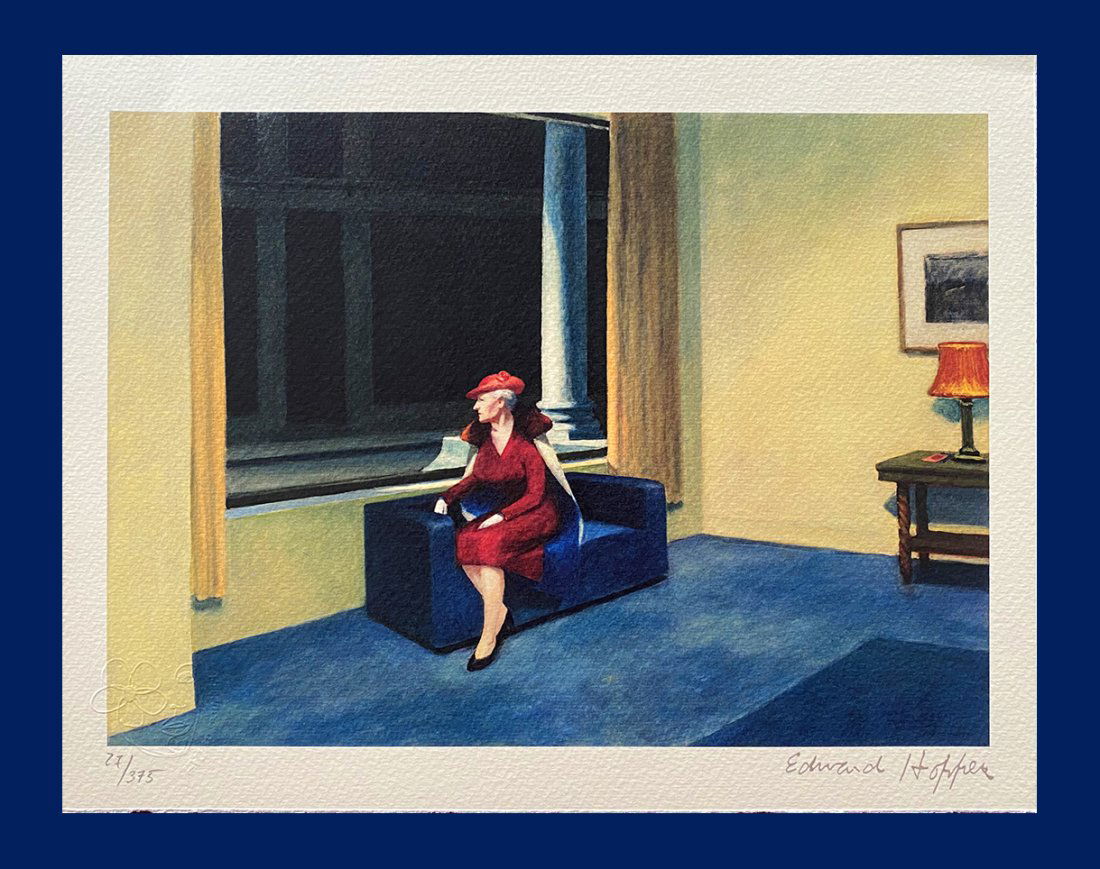 Edward Hopper - Hotel Window: Edward Hopper "Hotel Window". Giclee Fine Art Print after an original work. Print-signed lower right, hand-numbered. Decorative Blindstamp and Adhesive of Edition on the print. Excellent conditions. S