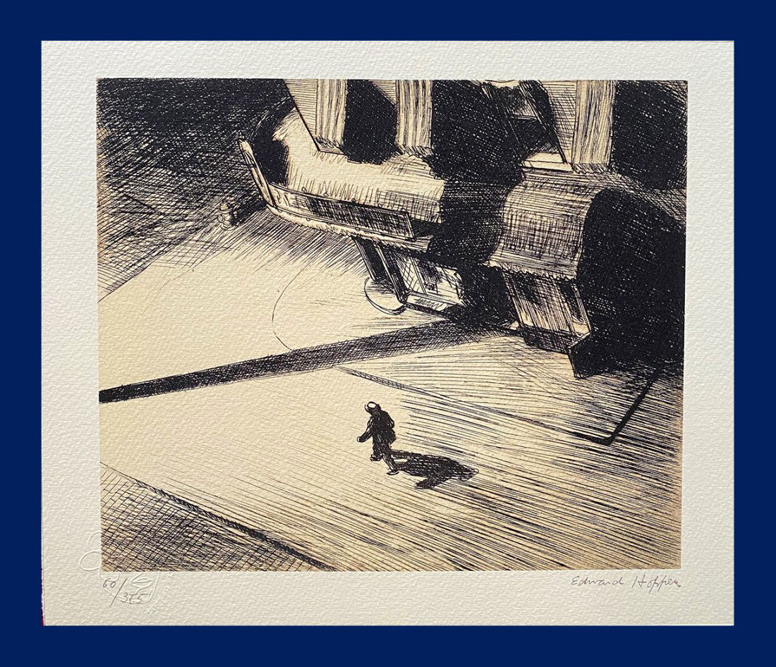 Edward Hopper - Night Shadows: Edward Hopper "Night Shadows". Giclee Fine Art Print after an original work. Print-signed lower right, hand-numbered. Decorative Blindstamp and Adhesive of Edition on the print. Excellent conditions.