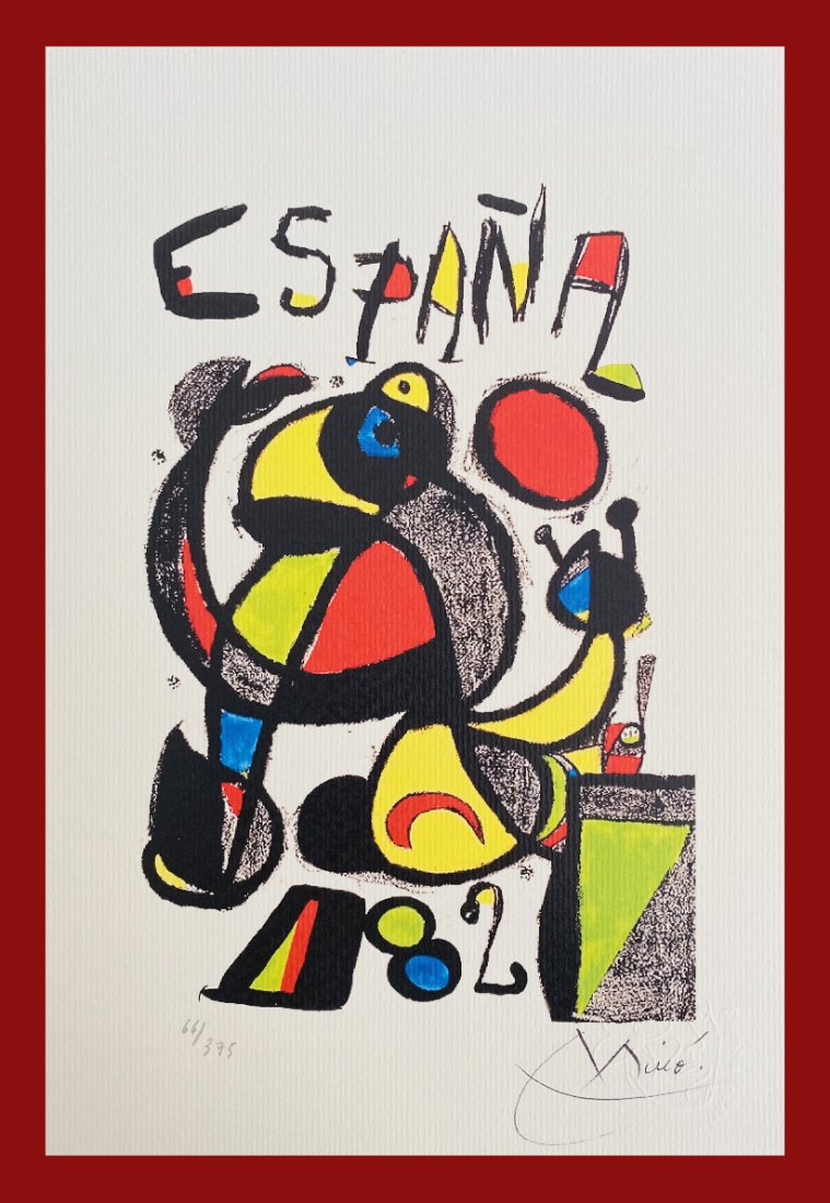 Joan Miro - Spain: Joan Miro "Spain". Giclee Fine Art Print after an original work. Print-signed lower right, numbered lower left. Decorative Blindstamp and Adhesive of Edition on the print. Excellent conditions. Shippe