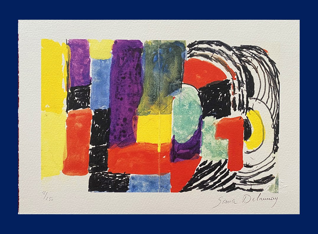 Sonia Delaunay - Greetings Card Design: Sonia Delaunay "Greetings Card Design". Giclee Fine Art Print after an original work. Print-signed lower right, hand-numbered. Decorative Blindstamp and Adhesive of Edition on the print. Excellent con