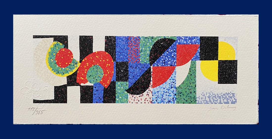 Sonia Delaunay - Horizontal Mosaic: Sonia Delaunay "Horizontal Mosaic". Giclee Fine Art Print after an original work. Print-signed lower right, hand-numbered. Decorative Blindstamp and Adhesive of Edition on the print. Excellent conditi
