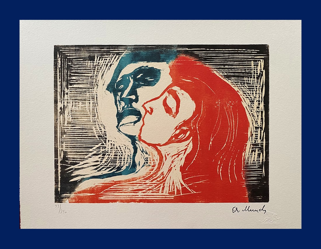 Edvard Munch - Head to Head: Edvard Munch "Head to Head". Giclee Fine Art Print after an original work. Print-signed lower right, hand-numbered. Decorative Blindstamp and Adhesive of Edition on the print. Excellent conditions. Sh