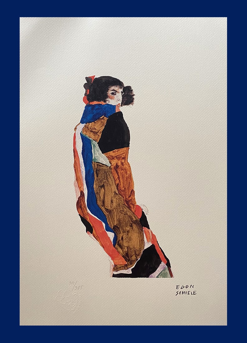 Egon Schiele - Portrait of Moa: Egon Schiele "Portrait of Moa". Giclee Fine Art Print after an original work. Print-signed lower right, hand-numbered. Decorative Blindstamp and Adhesive of Edition on the print. Excellent conditions.