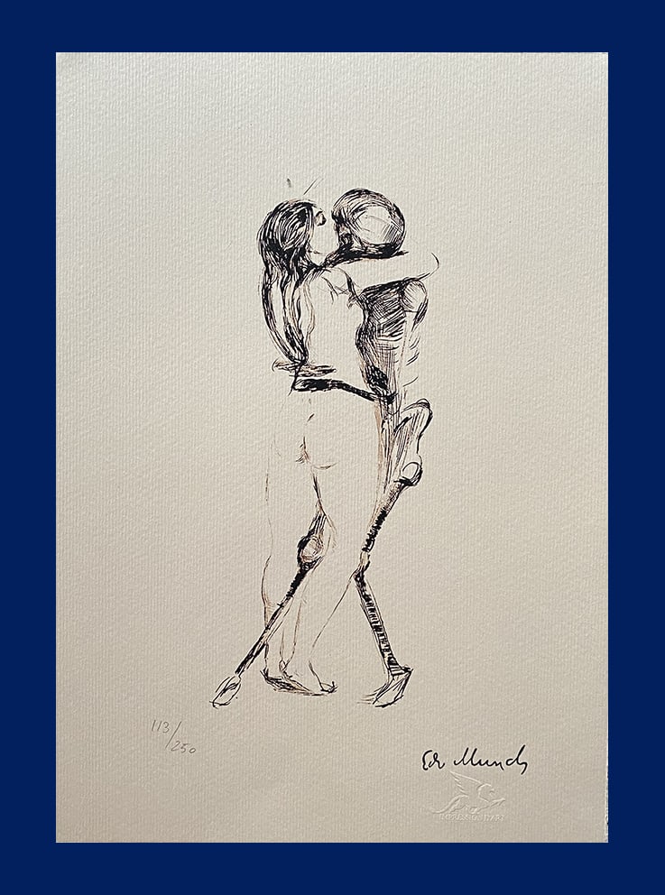 Edvard Munch - Death and the Maiden: Edvard Munch "Death and the Maiden". Giclee Fine Art Print after an original work. Print-signed lower right, hand-numbered. Decorative Blindstamp and Adhesive of Edition on the print. Excellent condit