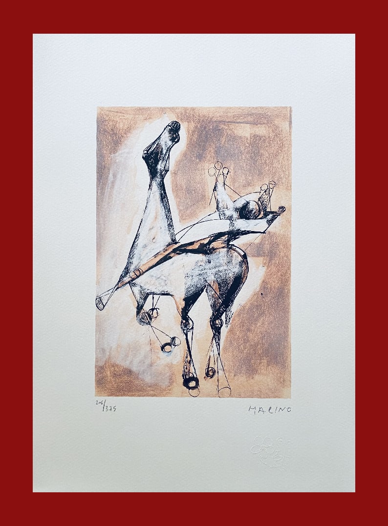Marino Marini - Jockey and Horse: Marino Marini "Jockey and Horse" Giclee Fine Art Print after an original work. Print-signed lower right, numbered lower left. Decorative Blindstamp on the print and Certificate of Edition provided. Ex