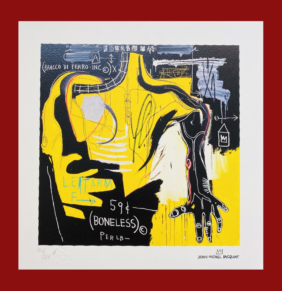 Jean Michel Basquiat - Boneless: Jean Michel Basquiat "Boneless" Giclee Fine Art Print after an original work. Print-signed lower right, numbered lower left. Decorative Blindstamp on the print and Certificate of Edition provided. Exc