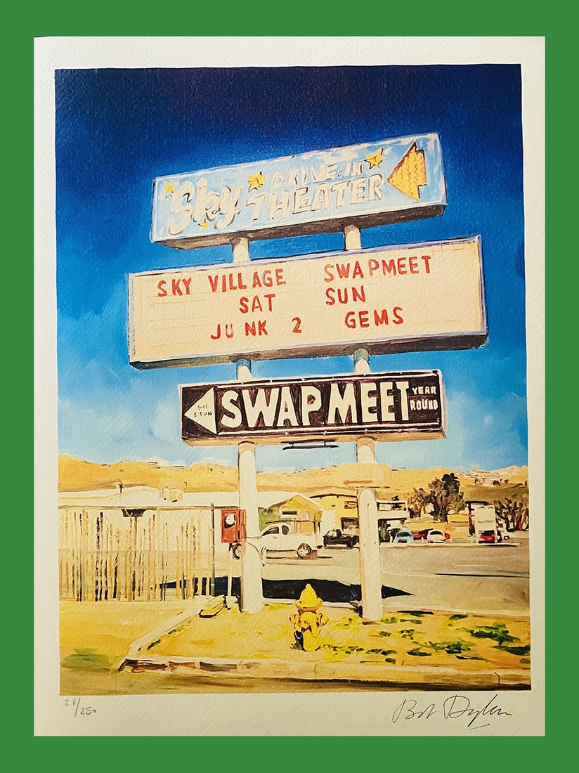 Bob Dylan - Abandoned Drive-In, Yucca Valley: Bob Dylan "Abandoned Drive-In, Yucca Valley" Fine Art Print after an original work. Print-signed lower right, numbered lower left.Excellent conditions. Shipped with care in solid tube, fast shipping i