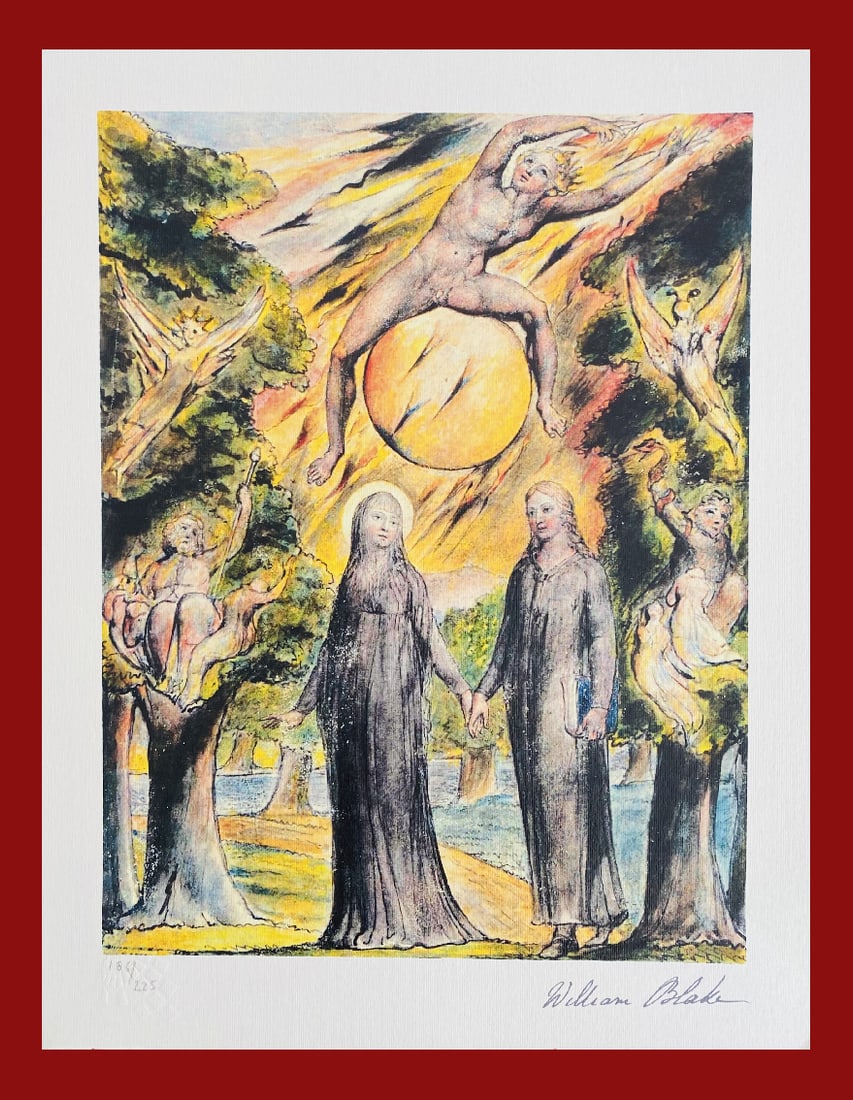 William Blake - The Sun in his Wrath: William Blake "The Sun in his Wrath" Giclee Fine Art Print after an original work. Print-signed lower right, numbered lower left. Decorative Blindstamp on the print and Certificate of Edition provided
