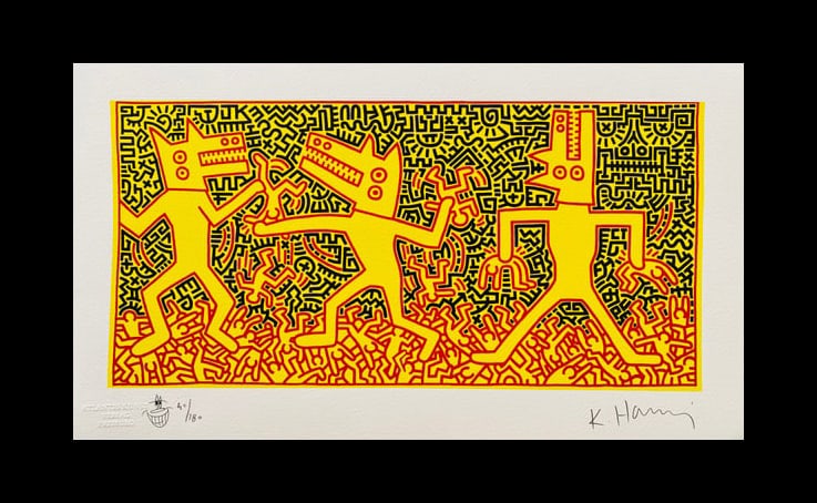 Keith Haring - Untitled: Keith Haring "Untitled" Chromolithograph after an original work. Dry stamp. Signed on the plate lower right, numbered lower to the left.Excellent conditions. Shipped with care in solid tube, fast ship