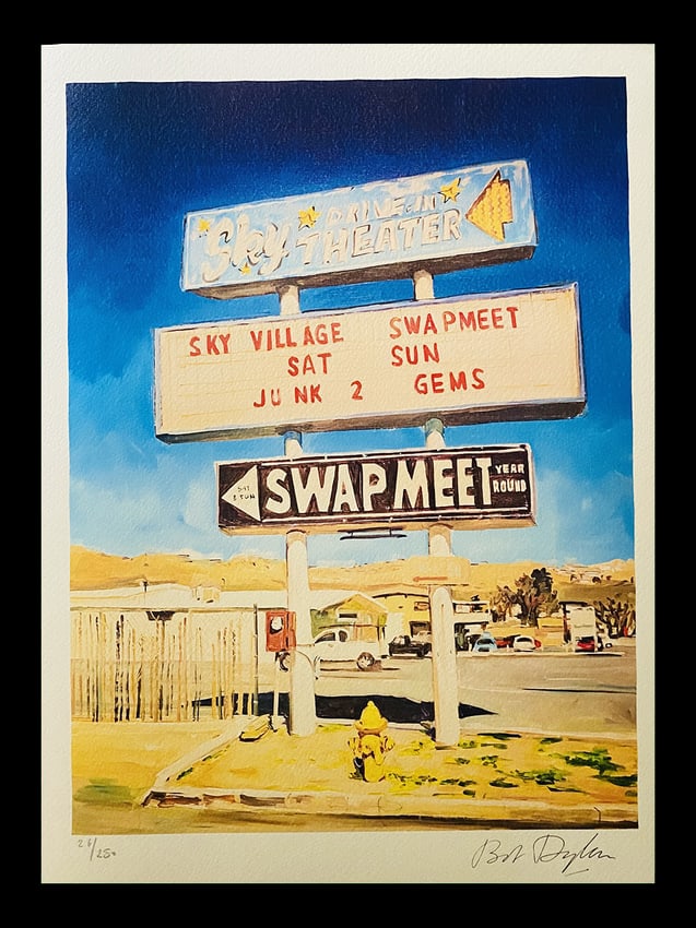 Bob Dylan - Abandoned Drive-In, Yucca Valley: Bob Dylan "Abandoned Drive-In, Yucca Valley" Fine Art Print after an original work. Print-signed lower right, numbered lower left.Excellent conditions. Shipped with care in solid tube, fast shipping i