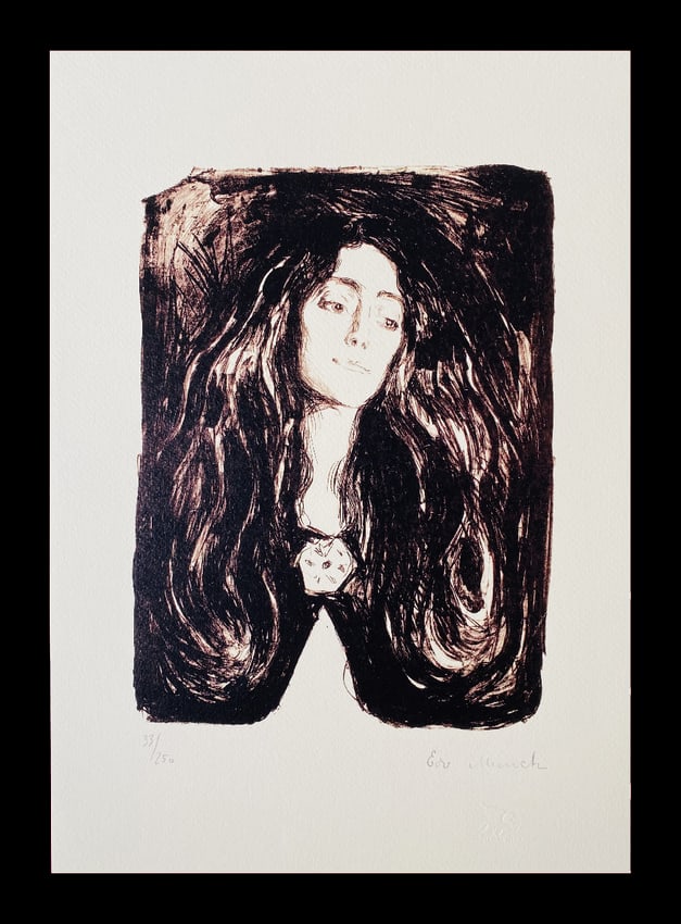 Edvard Munch The Brooch: Edvard Munch "The Brooch" Giclee Fine Art Print after an original work. Print-signed lower right, numbered lower left. Decorative Blindstamp on the print and Certificate of Edition provided. Excellent