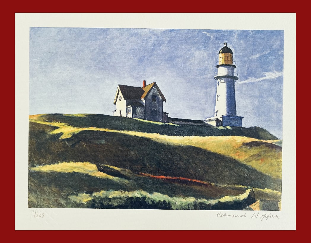 Edward Hopper - Lighthouse Hill: Edward Hopper "Lighthouse Hill" Giclee Fine Art Print after an original work. Print-signed lower right, numbered lower left. Decorative Blindstamp on the print and Certificate of Edition provided. Exc