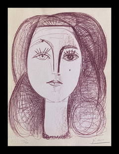 Pablo Picasso - Portrait of Francoise: Pablo Picasso "Portrait of Francoise" Chromolithograph after an original work. Dry stamp. Signed on the plate lower right, numbered lower to the left.Excellent conditions. Shipped with care in solid t