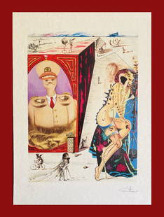 Salvador Dali - Hollywood: Salvador Dali "Hollywood" Giclee Fine Art Print after an original work. Print-signed lower right, numbered lower left. Decorative Blindstamp on the print and Certificate of Edition provided. Excellent