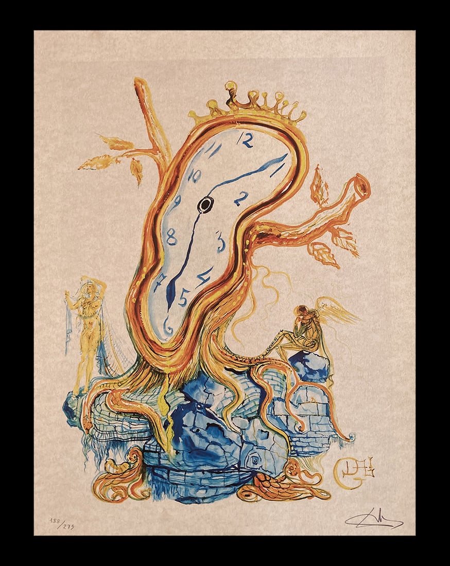 Salvador Dali - Liquid Watch: Salvador Dali "Liquid Watch" Chromolithograph after an original work. Dry stamp.Signed on the plate right, numbered lower left.Excellent conditions. Shipped with care in solid tube, fast shipping in 3