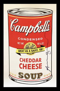 Andy Warhol - Campbell's Soup: Andy Warhol "Campbell's Soup" beautiful original HAND SIGNED poster on Lenox Paper attributed to the american pop art master Andy Warhol. Hand signed on the right. Certificate of Edition with the stam