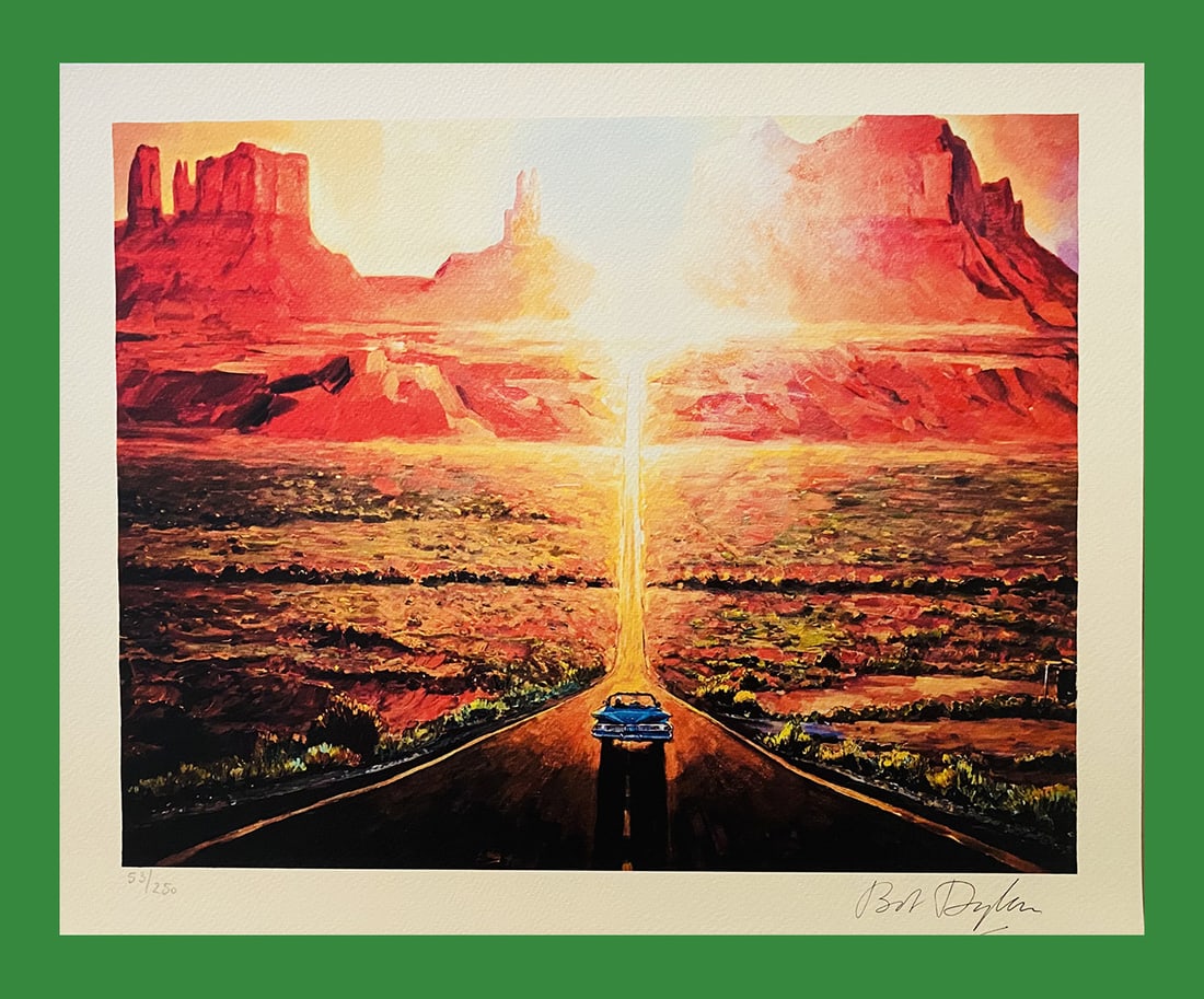 Bob Dylan - Sunset in Monument Valley: Bob Dylan "Sunset in Monument Valley" Fine Art Print after an original work. Print-signed lower right, numbered lower left.Excellent conditions. Shipped with care in solid tube, fast shipping in 3-4 d