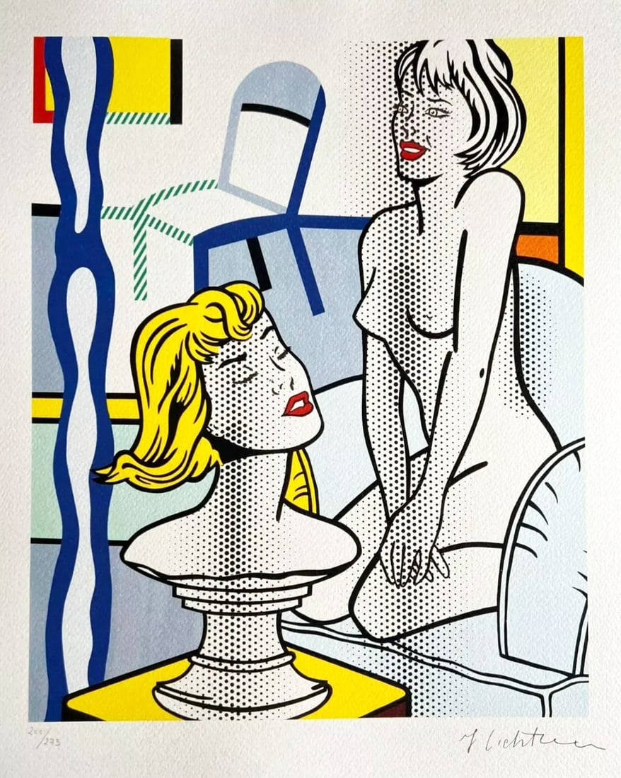 Roy Lichtenstein - Nude with Bust: Roy Lichtenstein "Nude with Bust" Chromolithograph after an original work. Dry stamp. Signed on the plate lower right, numbered lower to the left.Excellent conditions. Shipped with care in solid tube,