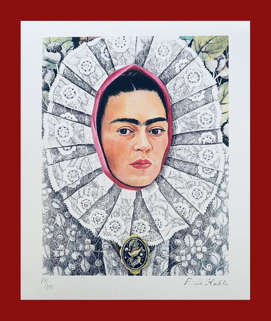 Frida Kahlo - Selfportrait: Frida Kahlo "Selfportrait" Giclee Fine Art Print after an original work. Print-signed lower right, numbered lower left. Decorative Blindstamp on the print and Certificate of Edition provided. Excellen