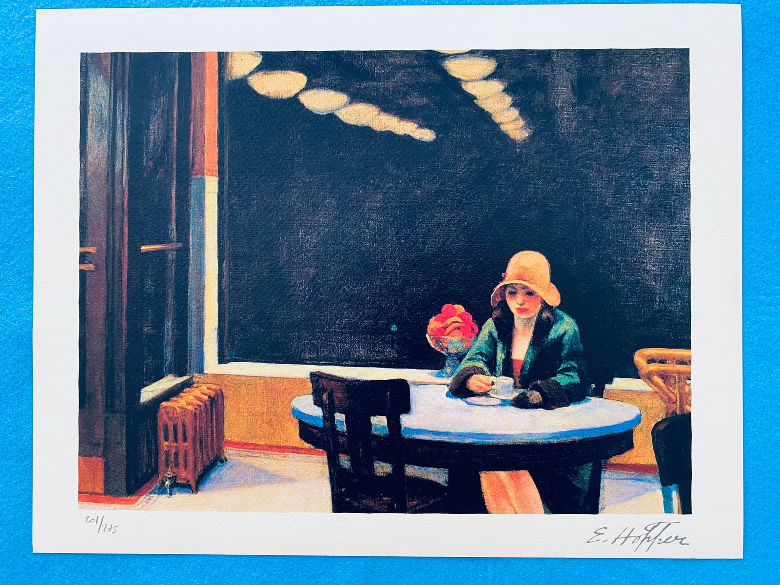 Edward Hopper - Automat: Edward Hopper "Automat" Chromolitograph after an original work. Print-signed lower right, numbered lower left.Excellent conditions. Shipped with care in solid tube, fast shipping in 3-4 days all over