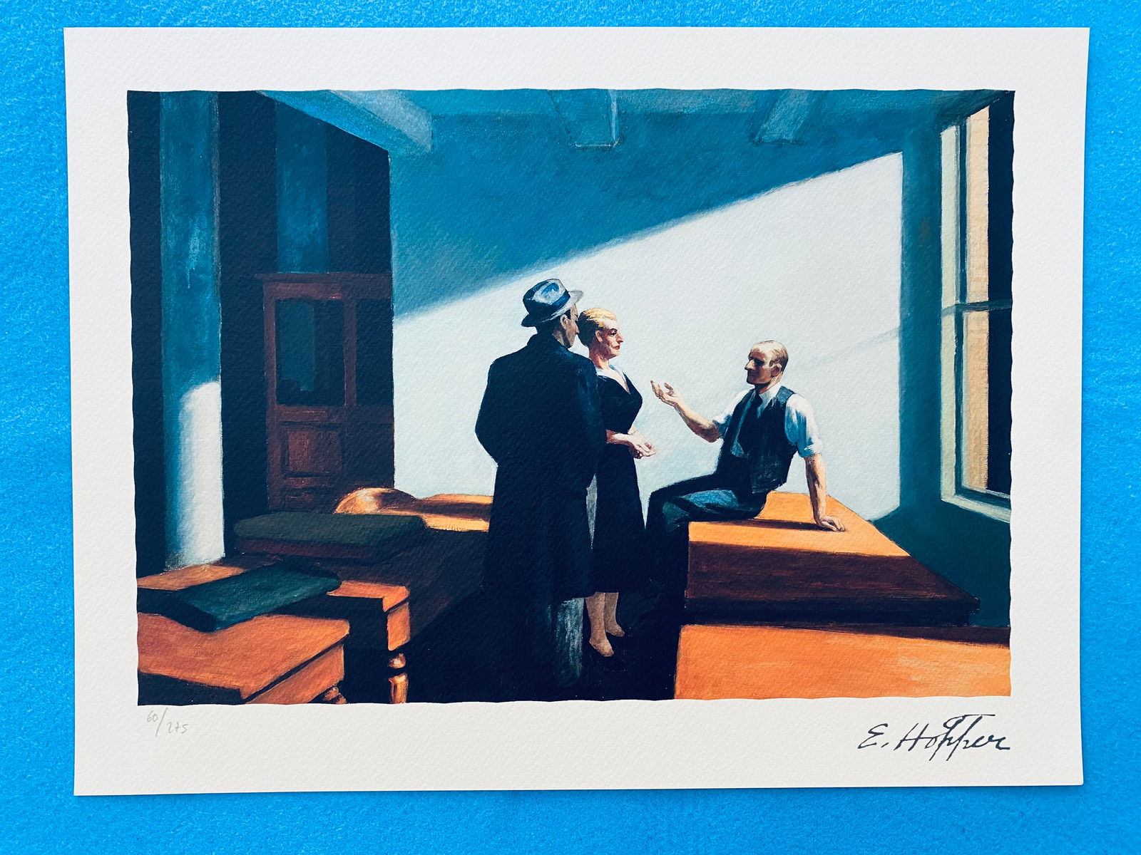 Edward Hopper - Conference at Night: Edward Hopper "Conference at Night" Chromolitograph after an original work. Print-signed lower right, numbered lower left.Excellent conditions. Shipped with care in solid tube, fast shipping in 3-4 da