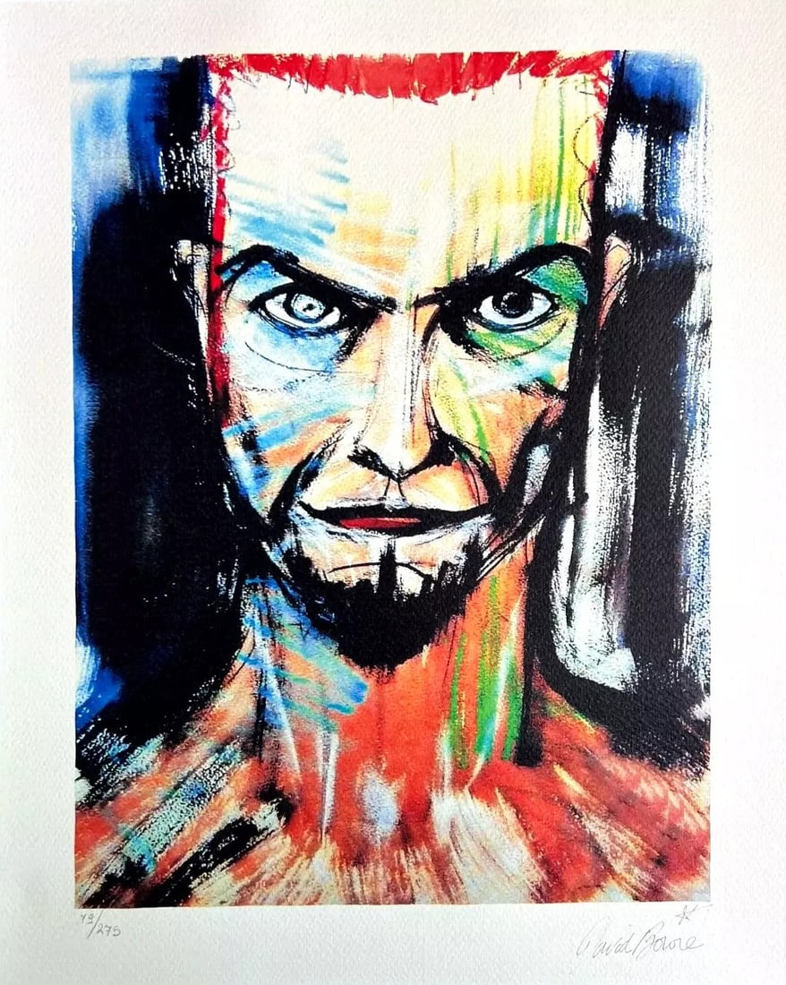 David Bowie - Selfportrait: David Bowie "Selfportrait" Chromolitograph after an original work. Print-signed lower right, numbered lower left.Excellent conditions. Shipped with care in solid tube, fast shipping in 3-4 days all ov