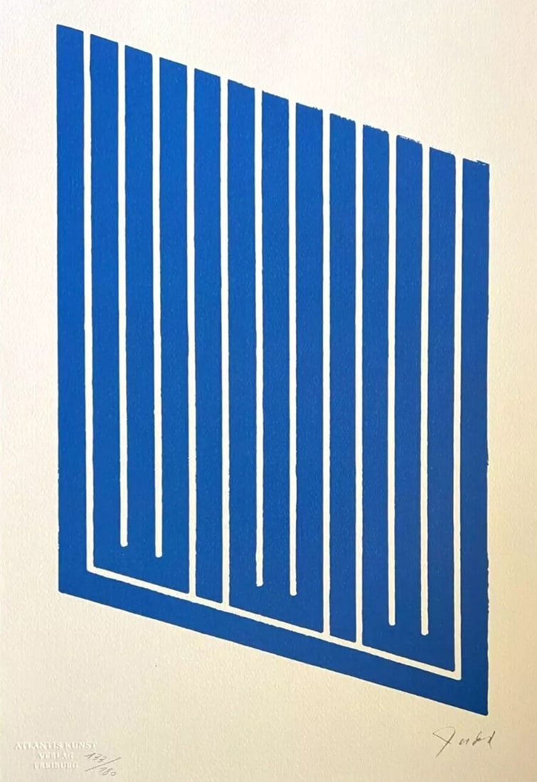 Donald Judd - Untitled: Donald Judd "Untitled" Chromolitograph after an original work. Print-signed lower right. Numbered lower left. Excellent conditions. Shipped with care in solid tube, fast shipping in 3-4 days all over