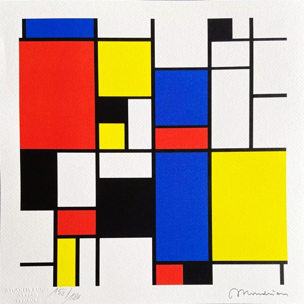 Piet Mondrian - Untitled: Piet Mondrian "Untitled" Chromolitograph after an original work. Print-signed lower right, numbered lower left.Excellent conditions. Shipped with care in solid tube, fast shipping in 3-4 days all
