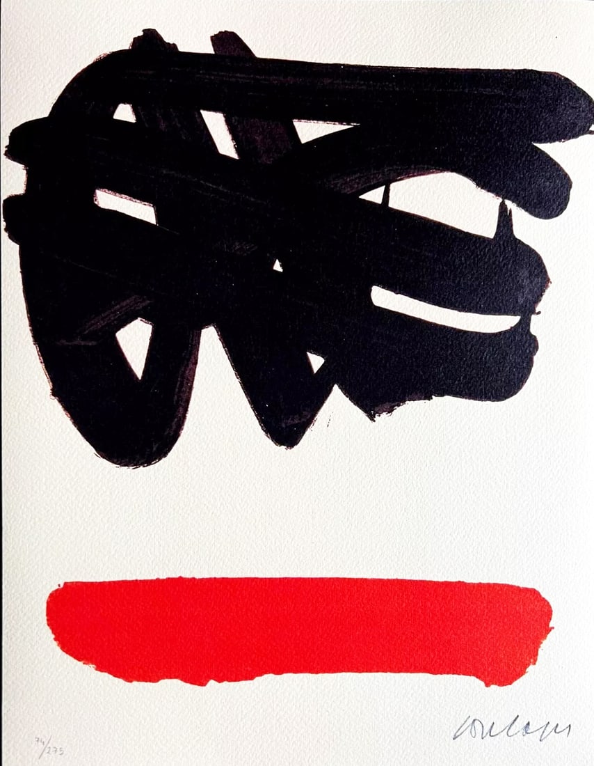 Pierre Soulages - Lithograph N.30: Pierre Soulages "Lithograph N.30" Chromolitograph after an original work. Print-signed lower right, numbered lower left.Excellent conditions. Shipped with care in solid tube, fast shipping in 3-4