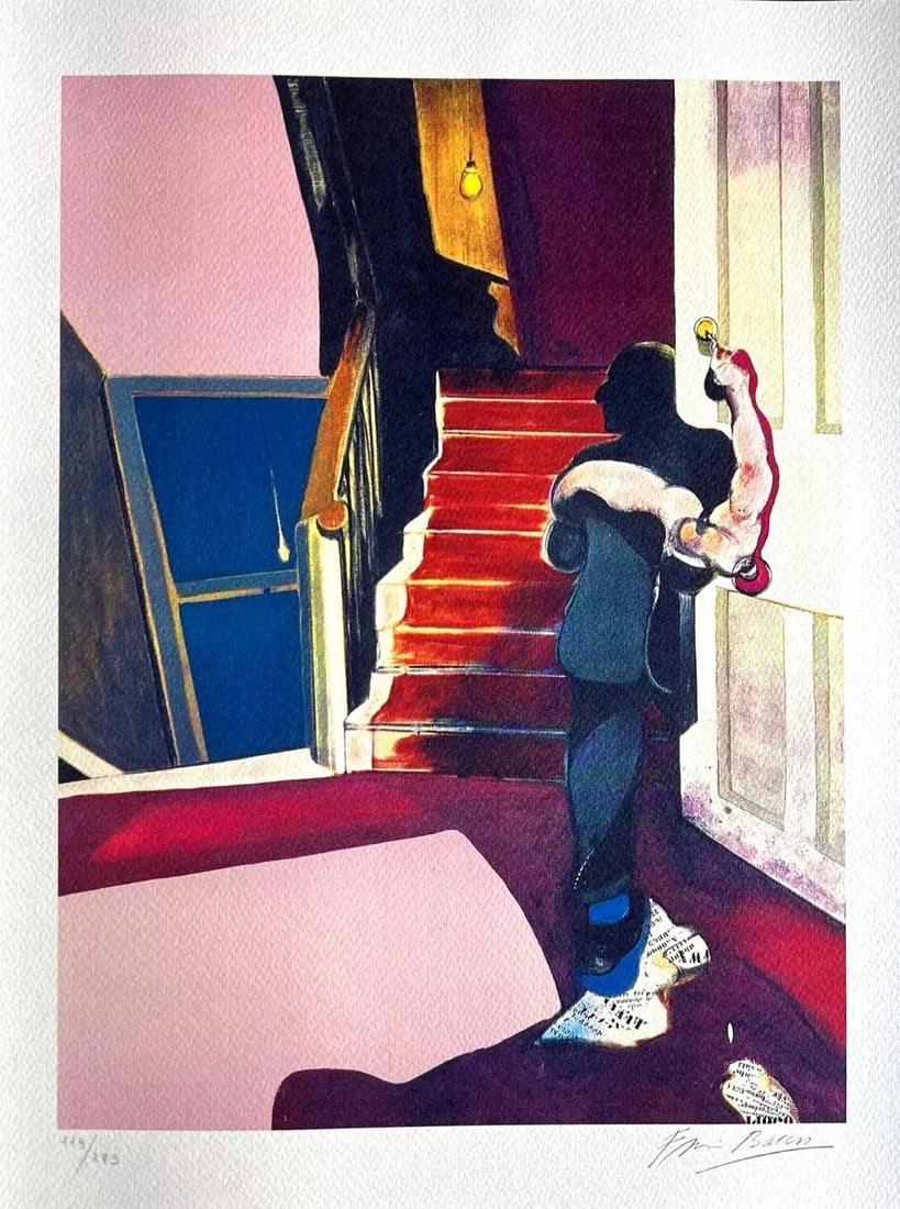 Francis Bacon - In Memory of George Dyer: Francis Bacon "In Memory of George Dyer" Chromolitograph after an original work. Print-signed lower right. Numbered lower left. Excellent conditions. Shipped with care in solid tube, fast shipping in