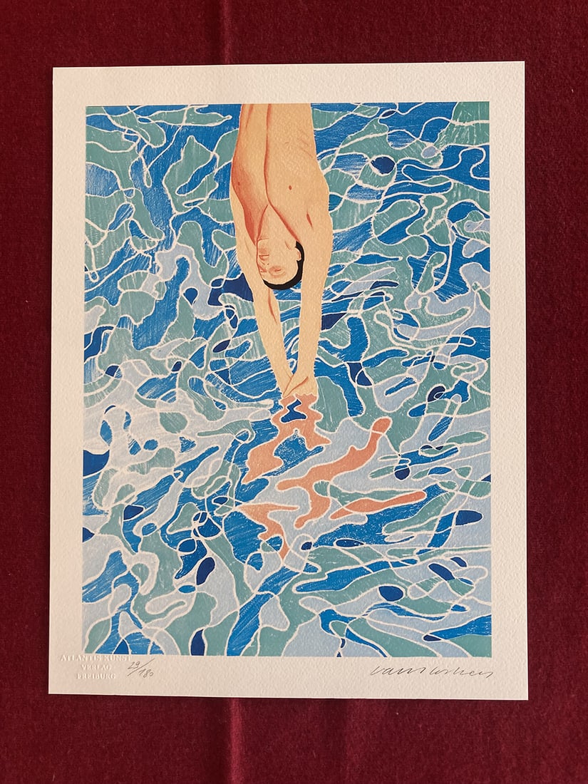 David Hockney - The Diver: David Hockney "The Diver" Chromolitograph after an original work. Print-signed lower right. Numbered lower left. Excellent conditions. Shipped with care in solid tube, fast shipping in 3-4 days all ov